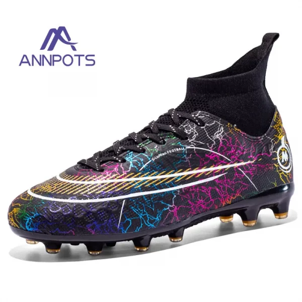 Men's Football Boots Child's Sports High-top Soccer Shoes FG/TF Grass Anti-Slip Training Cleats Football Futsal Sneaker Footwear